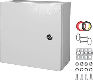 LeMotech Electrical Box 12 x 12 x 6 inch Junction Box, IP66 Waterproof Dustproof Steel Enclosure Wall-Mounted for Outdoor/Indoor Lockable with Equipment Mounting Plate