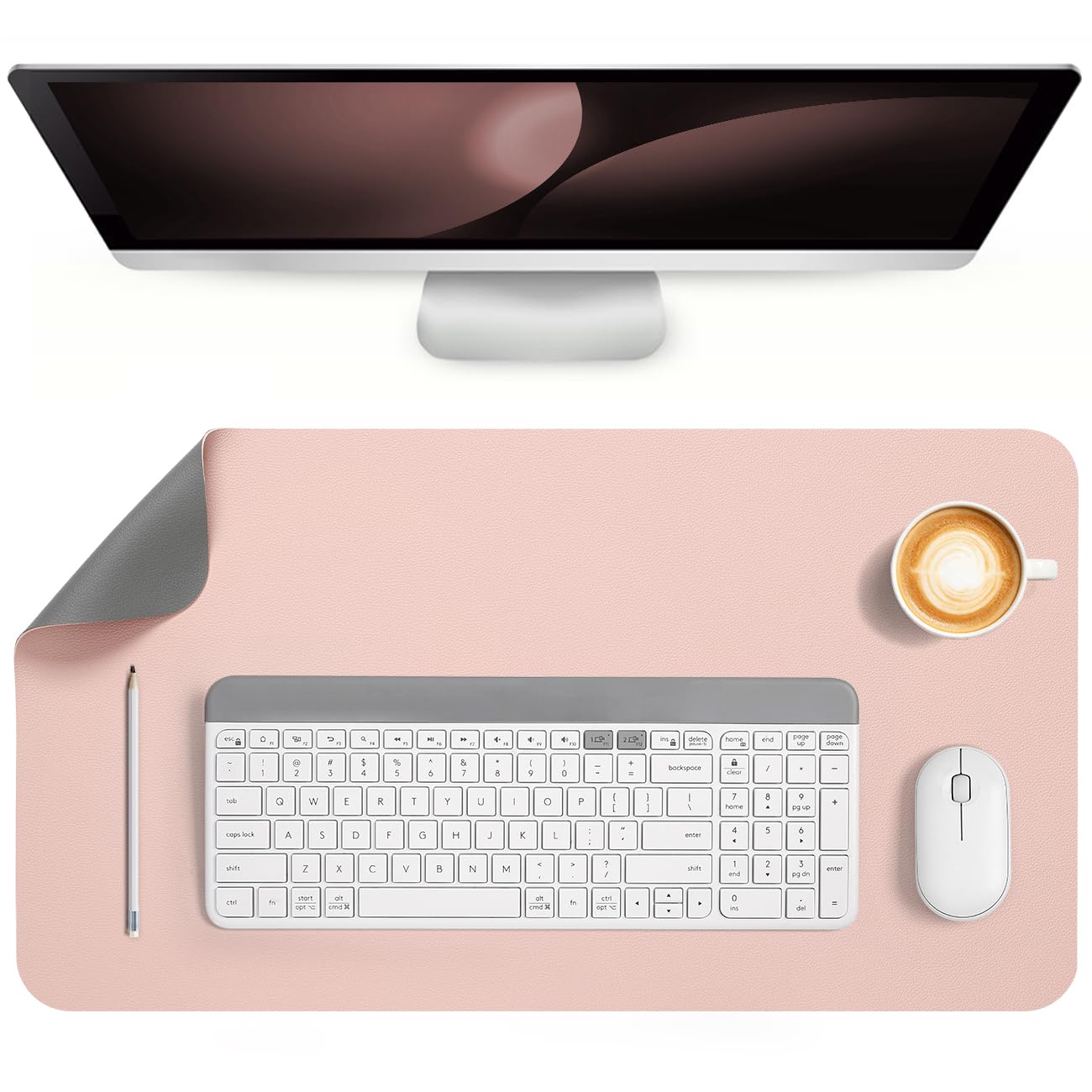 Desk Mat, Desk Mat Double-Sided Non-slippery Waterproof Desk Pad Faux Leather PV