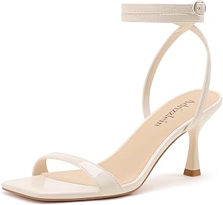 Adrizzlein Womens Strappy Kitten Heels with Ankle Straps Party Prom Sandals