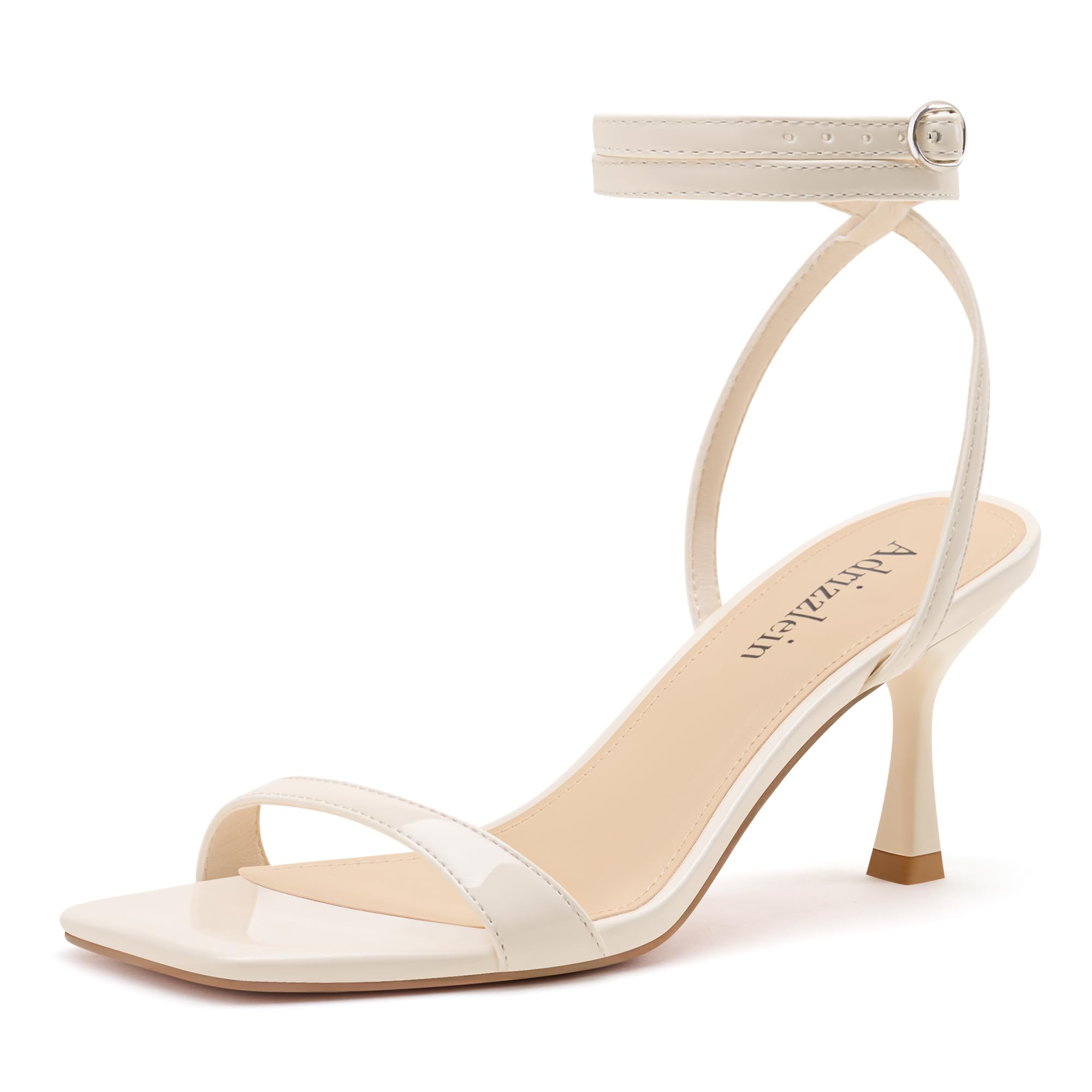 Adrizzlein Womens Strappy Kitten Heels with Ankle Straps Party Prom Sandals