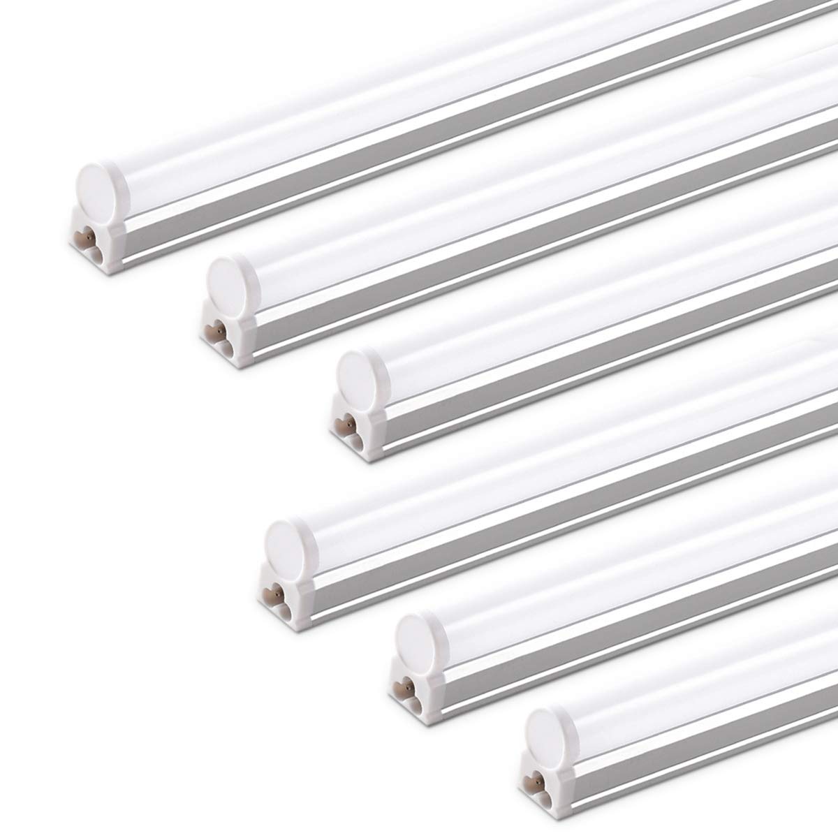 Barrina LED T5 Integrated Single Fixture, 4FT, 2200lm, 6500K 20W, 6 Packs | Supe
