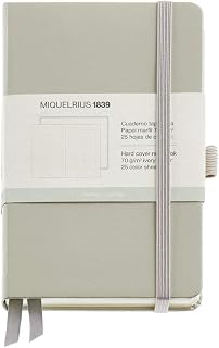 Miquelrius - Notepad - Hardcover - Vinyl Leatherette - Rubber Closure - 90 x 140 mm - 96 Smooth Sheets of 80gsm - Grey