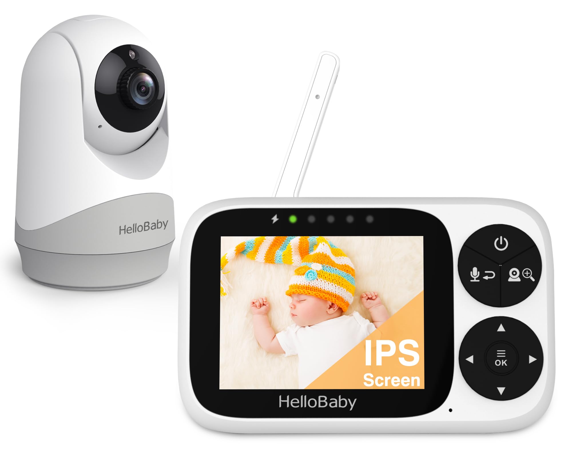 HelloBaby Baby Monitor No WiFi, 3.2" IPS Screen, Night Vision | VOX Mode, Temper