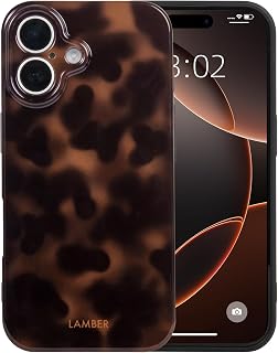 Compatible with iPhone 16 Case, Amber Leopard Pattern, Soft TPU Slim Fit Full Body Protective Case, Tortoise Shell Design