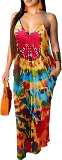 PerZeal Women's Summer V Neck Maxi Dress with Pockets