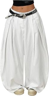 GORGLITTER Women's Barrel Pleated Oversized Wide Leg Cargo Pants