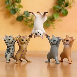 5 Pcs Dancing Cat Pen Holder Cute Animal Pencil Holder Cute Earphone Holder 2.1 Inch PVC Funny Desk Ornament Home Office Accessories