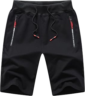JustSun Mens Shorts Casual Sports Joggers Shorts with Elastic Waist Zipper Pockets