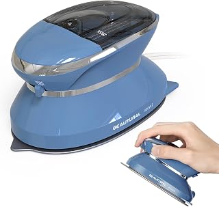 BEAUTURAL Mini Travel Steam Iron for Clothes with Dual Voltage | Non-Stick Soleplate, One Temperature Technology, Detachable Water Tank, Ideal for Sewing, Quilting and Handcraft