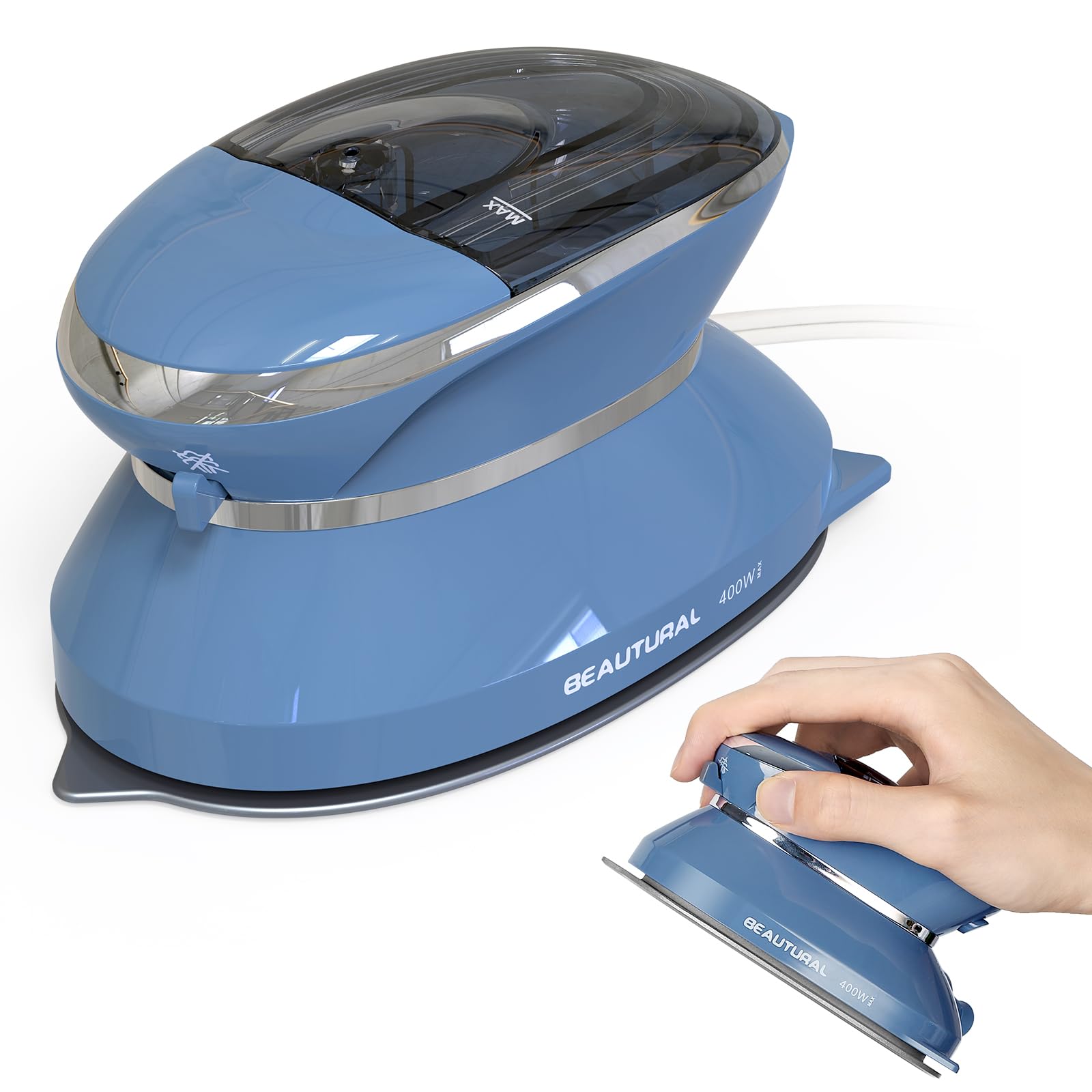 BEAUTURAL Mini Travel Steam Iron for Clothes with Dual Voltage | Non-Stick Solep