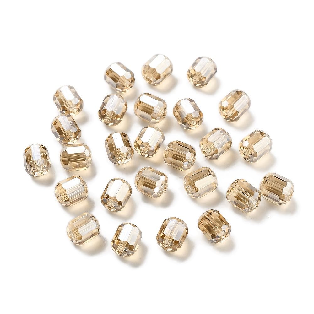 100 Pieces Faceted Glass Beads Electroplated Column Glass Beads Crystal Spacer B
