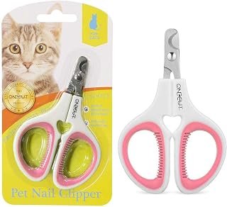 OneCut Pet Nail Clippers, Cat & Kitten Claw Nail Clipper Safe Sharp Trimmer | Update Version Professional Stainless Steel Pet Nail Clipper for Cat, Puppy,Rabbit, Kitten & Small Dog,Sharp & Safe (Pink)
