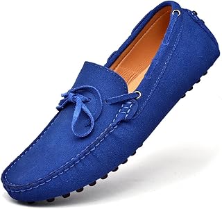 Men's Suede Leather Penny Loafers Comfort Driving Shoes Moccasins Handmade Slip On Driving Business Shoes in Sizes 5-14