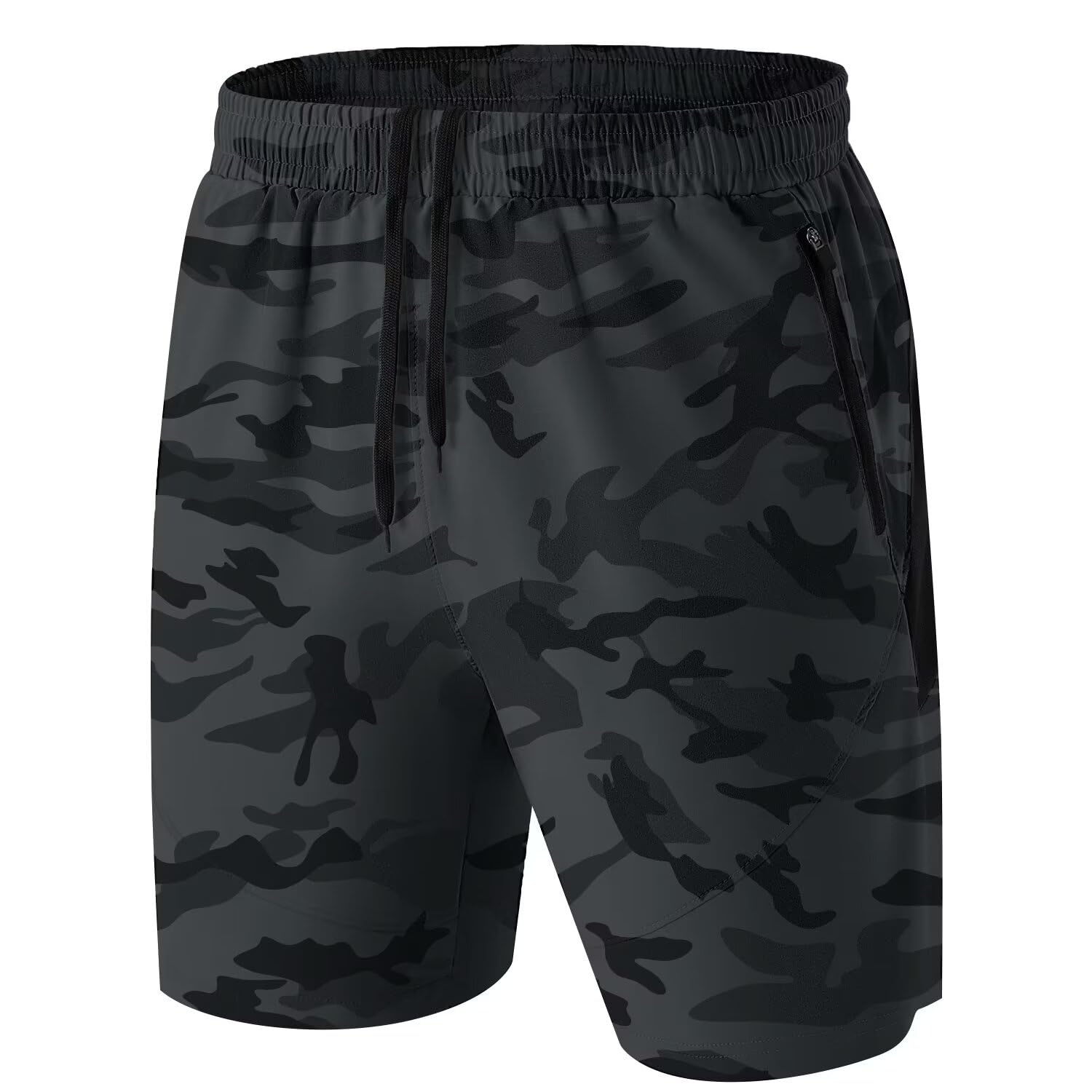 HMIYA Mens Running Shorts Sport Gym Breathable Zip Pockets