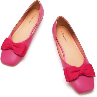 C.Paravano Women's Flats | Genuine Leather | Women's Ballet Flats | Square Toe Shoes | Leather Flats for Women