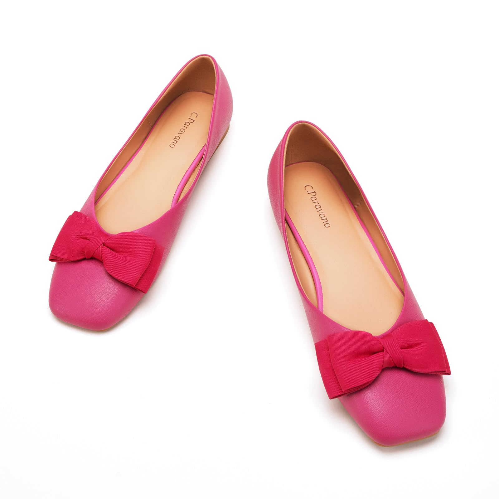 C.Paravano Women's Flats | Genuine Leather | Women's Ballet Flats | Square Toe S