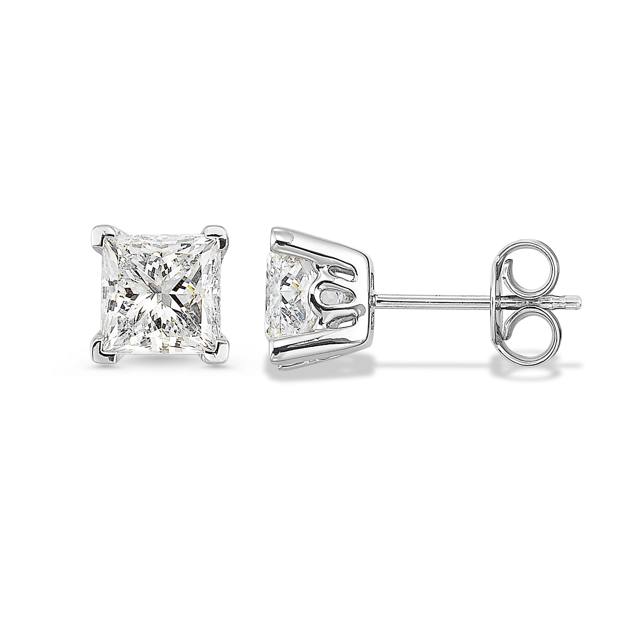 0.5-4 Carat Lab Grown Diamond Square Stud Earrings 14K Gold