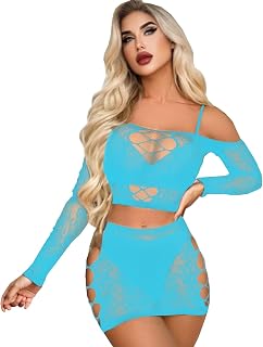 lingerie set for women sexy fishnet babydoll bodysuit short skirt plus size lingerie set mesh nightwear