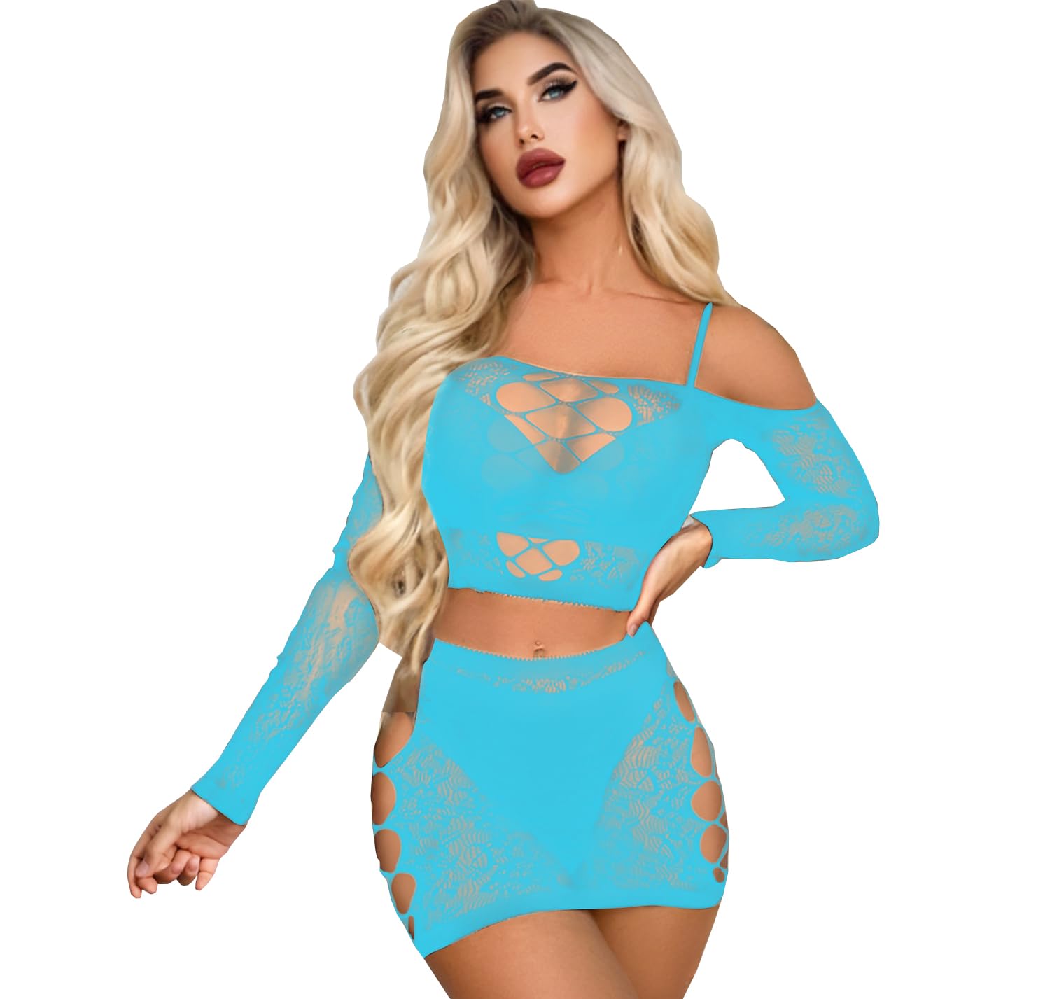 lingerie set for women sexy fishnet babydoll bodysuit short skirt plus size ling