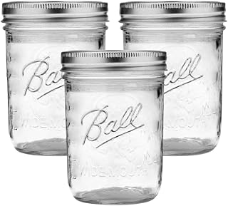 Ball Wide Mouth Glass Mason Jars with Lids and Bands, Used for Canning, Pickling, Juice, Jam, Jelly, Pint Size 16 Ounce (Pack of 3)
