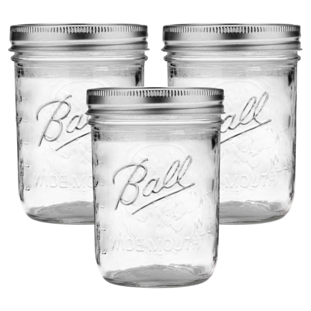 Ball Wide Mouth Glass Mason Jars with Lids and Bands, Used for Canning, Pickling