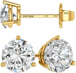 14K Gold Post & Sterling Silver Swarovski Zirconia Martini Stud Earrings
