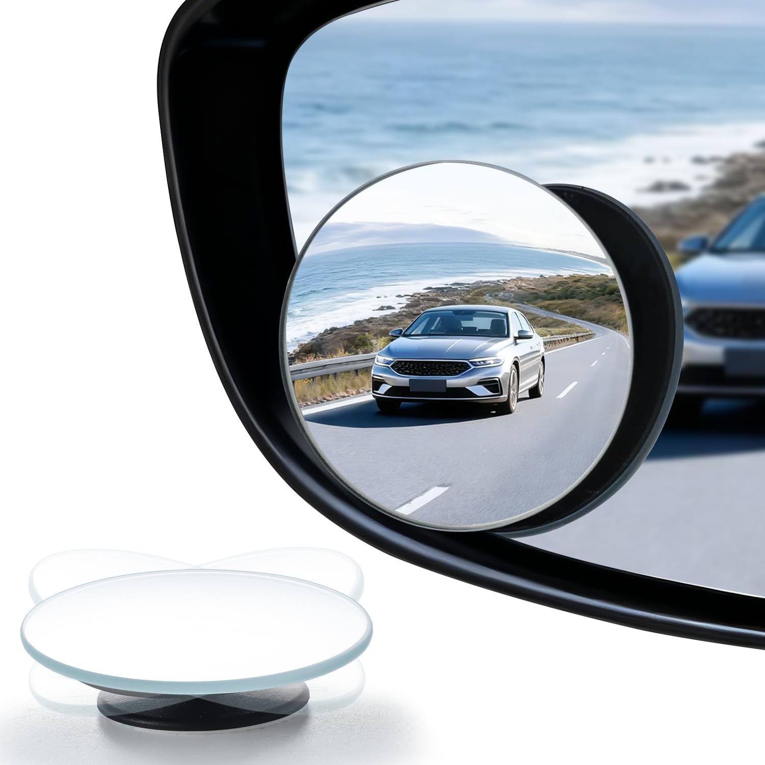 LivTee Blind Spot Mirror, 2" Round HD Glass Frameless Convex Rear View Mirrors E