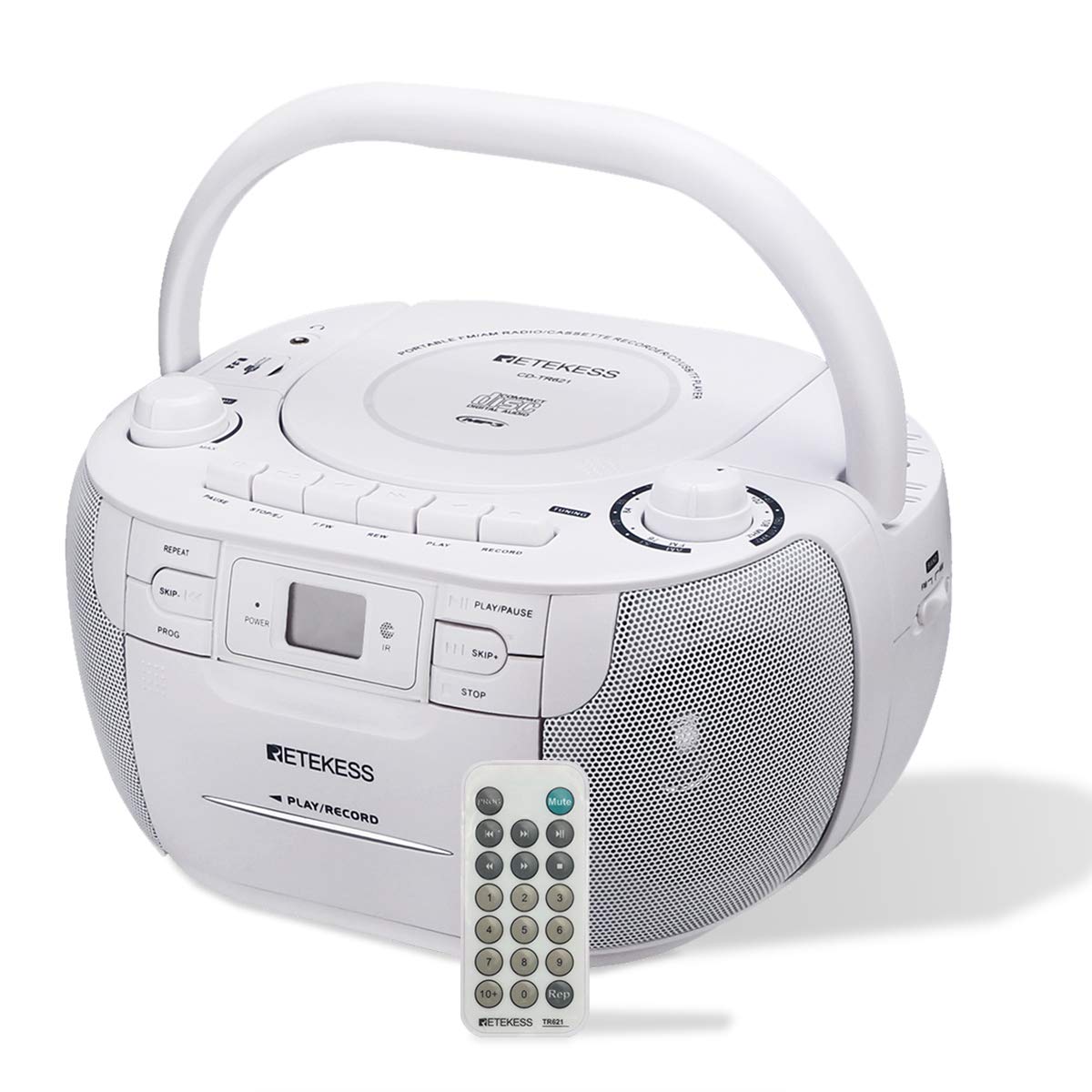 Retekess TR621 CD and Cassette Player Combo, Boombox CD Player(White) | for Home