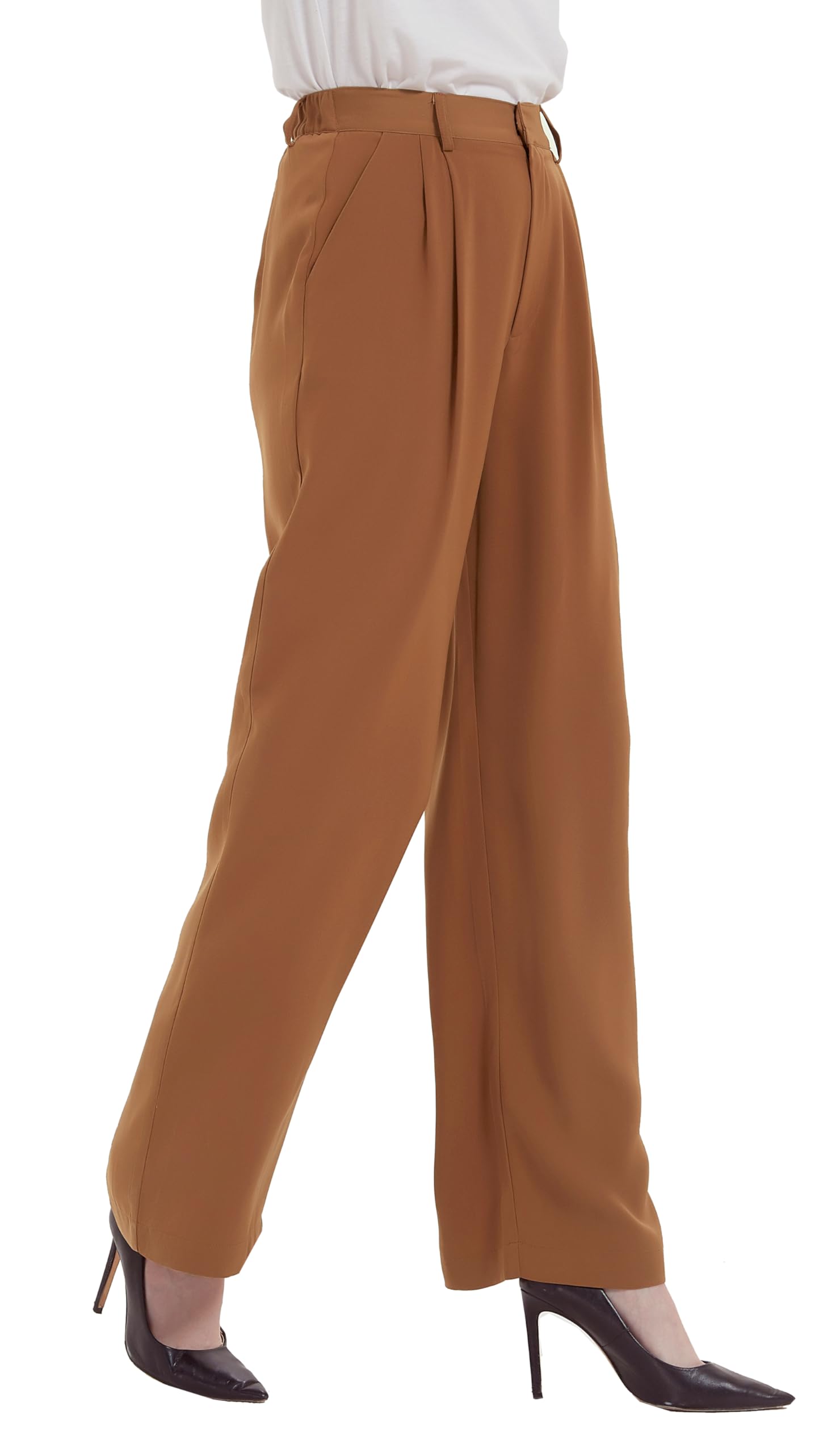 Tronjori Women High Waist Casual Straight Leg Long Business Work Suit Dress Pant