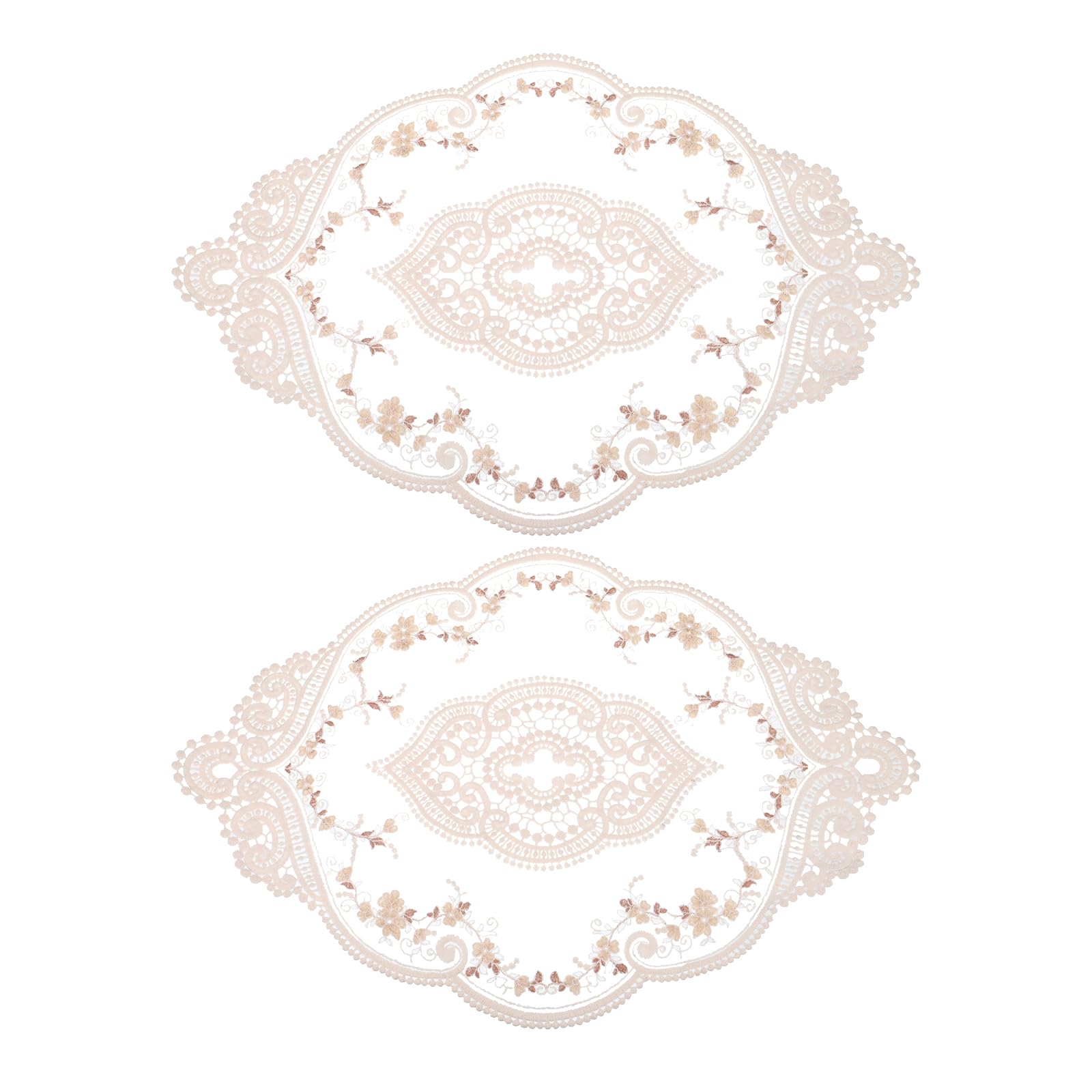 Retro Lace Placemats 12x17 Inch Oval Embroidered Table Placemats French Crochet 
