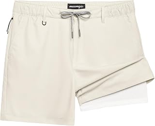 maamgic Mens Casual Shorts Compression Lining 3/4" Classic Fit Khaki