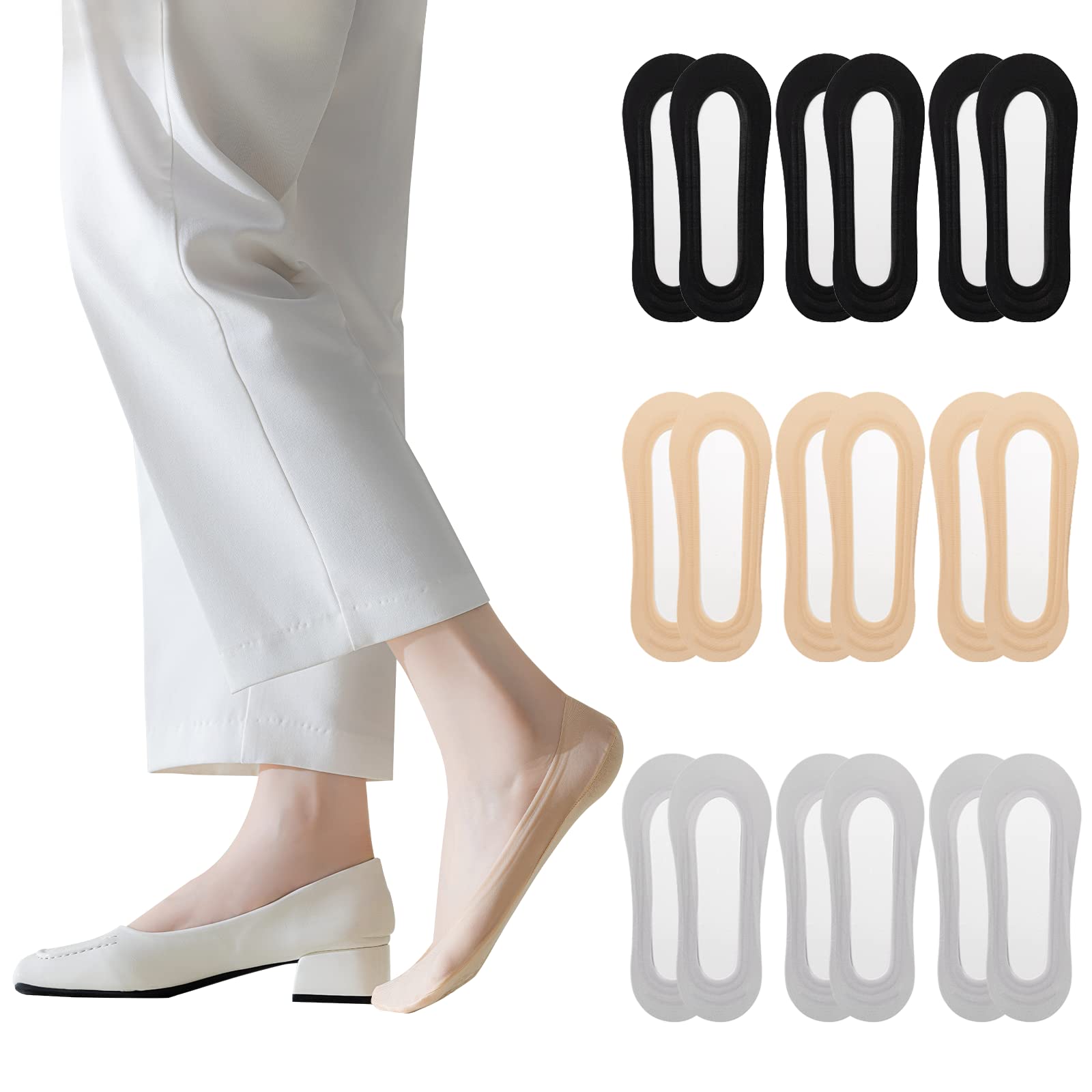 Caudblor 9 Pairs Women Thin No Show Liner Low cut Invisible Socks