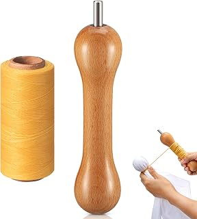 Wavwavw 2 Pcs Tie Dye Sinew Puller and 295 Yard Waxed Thread, Orange Thread | Wooden Winding Sinew Tool with Waxed Thread for Tie Dye, Fabric Binding, and DIY Craft Projects for Adults