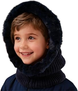 Bamery Winter Kids Balaclava Hat 4-13 Years Boys Girls Knitted Warm Neck Head Cover for Cold Weather