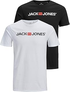JACK & JONES Men's Jjecorp Logo Tee SS Crew Neck T-Shirt (Pack of 3)