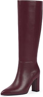 Modatope Knee High Boots Women Riding Boots for Women High Boots Long Boots Calf High Boots GoGo Boots Chunky Faux Crocodile Boots Block Heel Lace Toe Boots Size 6-11