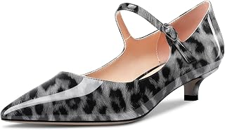 Aachcol Women's Mary Jane Kitten Low Heel Pumps Pointed Toe Slip-on Dress Shoes Party Wedding Office 3.5CM