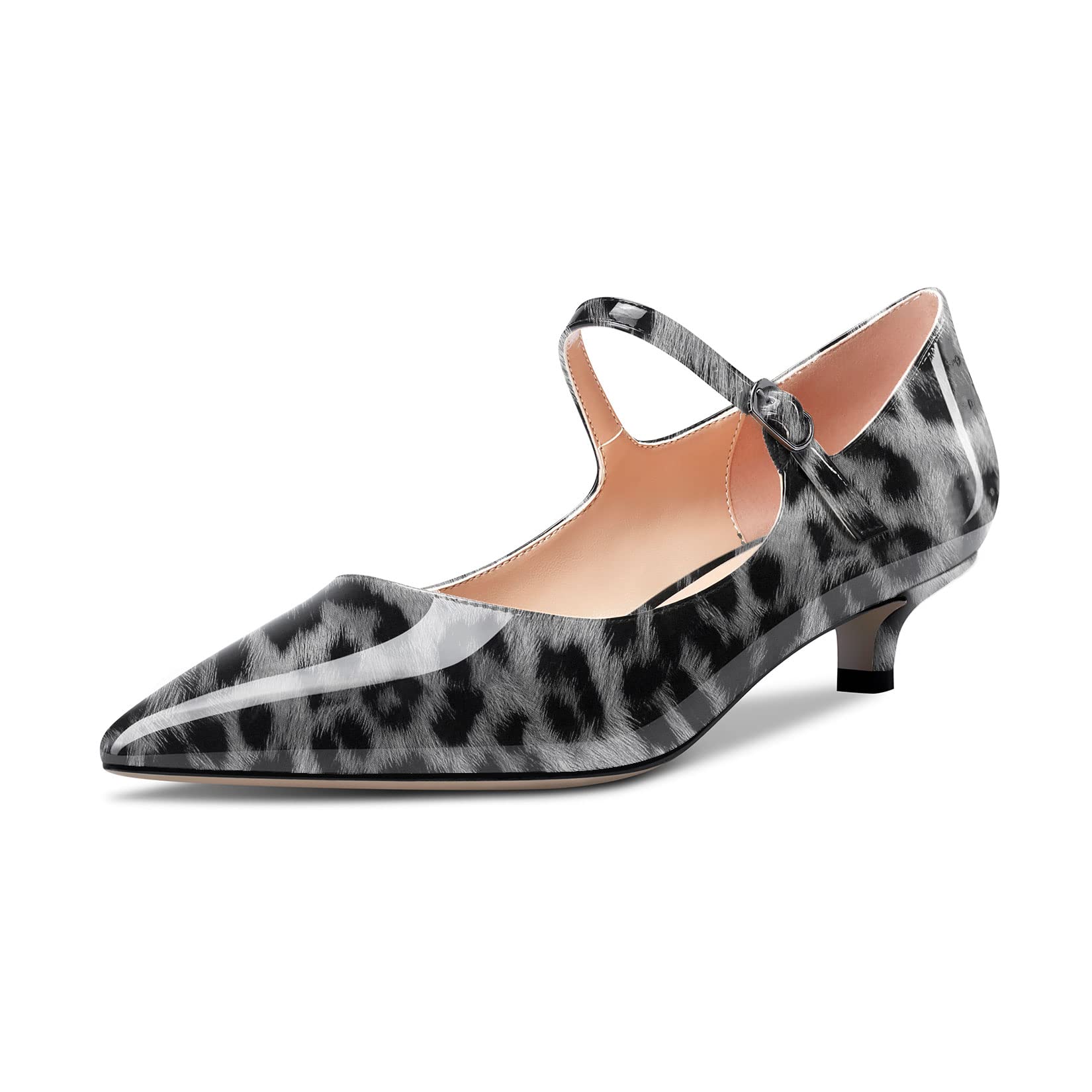 Aachcol Women's Mary Jane Kitten Low Heel Pumps Pointed Toe Slip-on Dress Shoes 