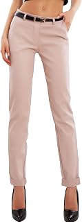 Toocool Women's Classic Trousers, Elegant Low Waist Trousers with Pockets and Belt, Women's Summer Pants AS-28251