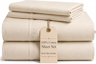 100% Cotton Bed Sheets King Size, 4 Piece, Ivory King Size Sheets Set