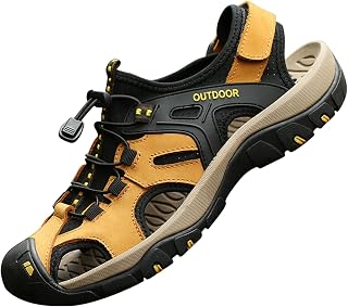 MGGMOKAY Men's Summer Sandals Hiking Outdoor Trekking Casual Mountain Shoes Leather Beach Sandals