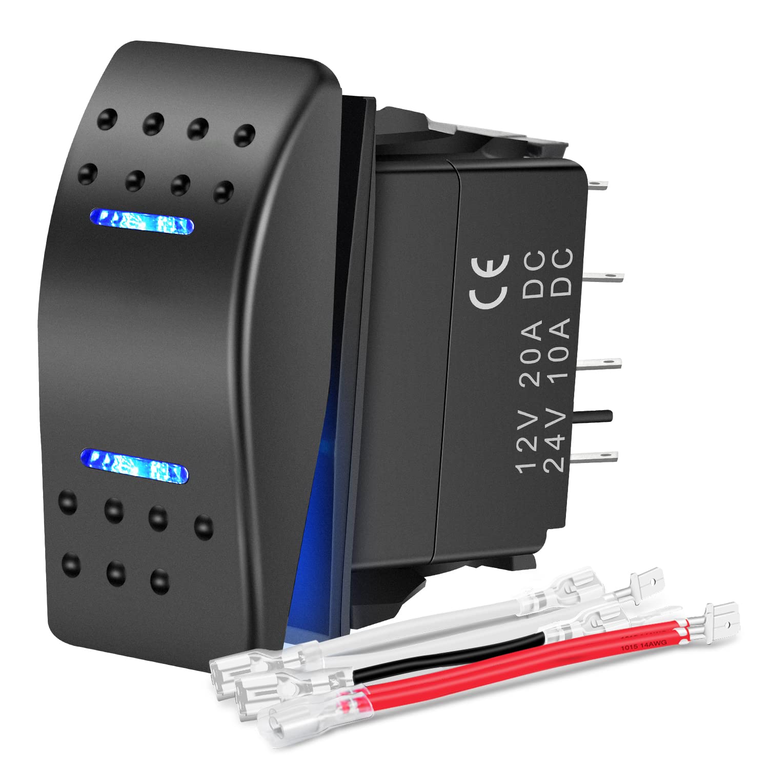 Nilight Waterproof 7Pin Rocker Switch with Jumper Wires Blue | Toggle ON/Off/ON 