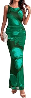 BTFBM Women Floral Cocktail Wedding Guest Dress Summer Spring 2026 Twist Strap Bodycon Mesh Beach Vacation Maxi Dresses