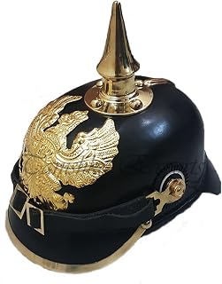 FR Badge German Prussian Helmet Brass Spike Leather Pickelhaube Helmet