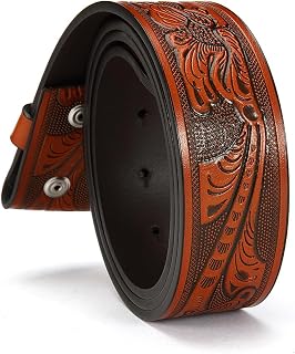 Western Belt for Men without Buckle - Cowboy Belt 1.5" Full Grain Leather Belt for Jeans