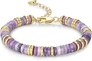 SNGIA Gold Plated Beaded Bracelets for Women, Natural Stone Bracelet Stack
