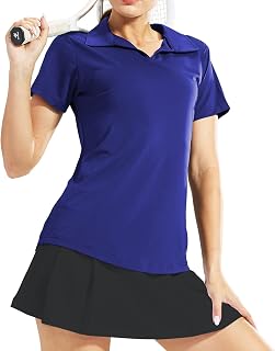MIER Womens Golf Shirts - V Neck UPF 50+ Dry Fit Tennis Polo