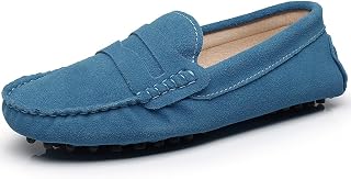 Women's Classic Suede/Fabric Bow Tie Penny Loafers Comfort Handmade Slipper Moccasins