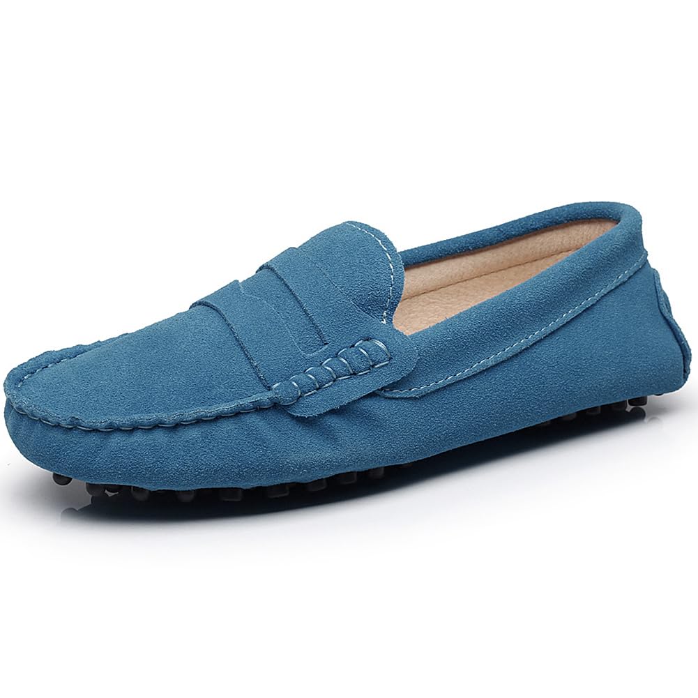 Women's Classic Suede/Fabric Bow Tie Penny Loafers Comfort Handmade Slipper Mocc