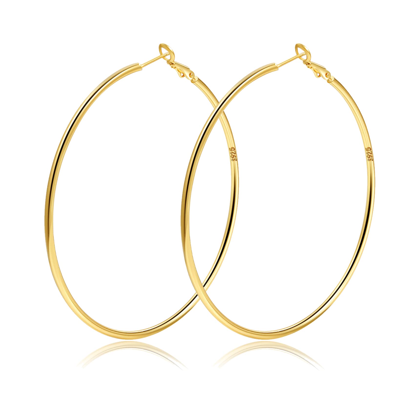 2mm Sterling Silver Big Hoop Earrings for Women Gold Filled Hoop Earrings Large 